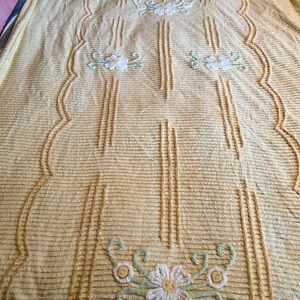 Rare! Vintage Yellow Floral Chenille Bedspread